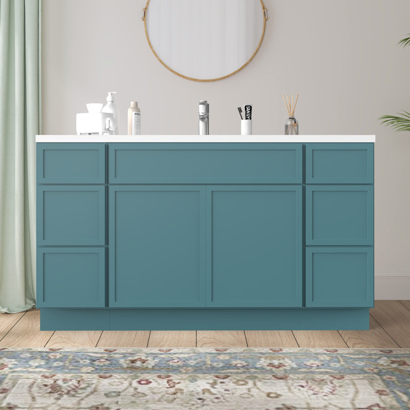 Base de meuble-lavabo simple 60 po seulement, Bleu sarcelle
