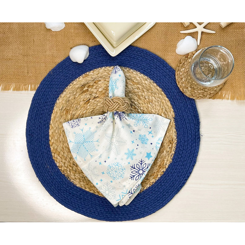 Ensemble de placement 4 pièces Blom, Naturel / bleu marine