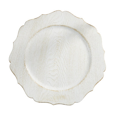 Scalloped Decorative Charger Plates (Set of 4) – Round Textured Table Chargers for Dining & Entertaining, 13"