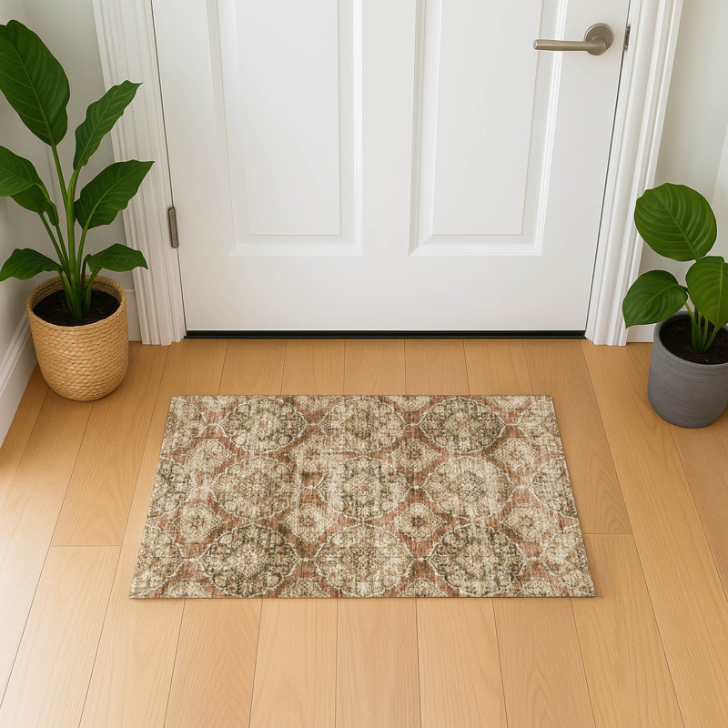 Premium Machine Washable Mayfield AMF2196 panel Rug, 1'8" x 2'6", Paprika