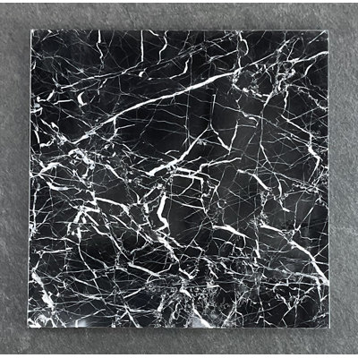 12" X 12" Micro-beveled Nero Marquina Marble Wall and Floor Tile