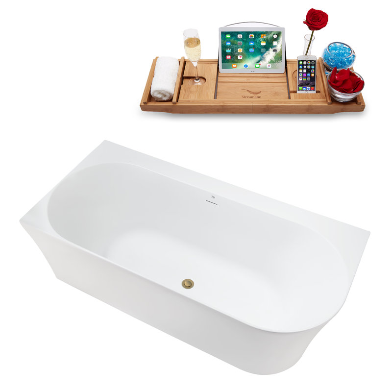Baignoire et plateau autoportant avec drain interne Streamline, Laiton brossé