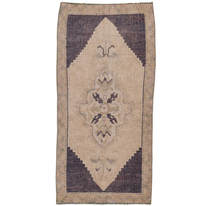 Tribal One-of-a-Kind 1′8″ × 3′5″ 1970s Wool Area Rug in Beige