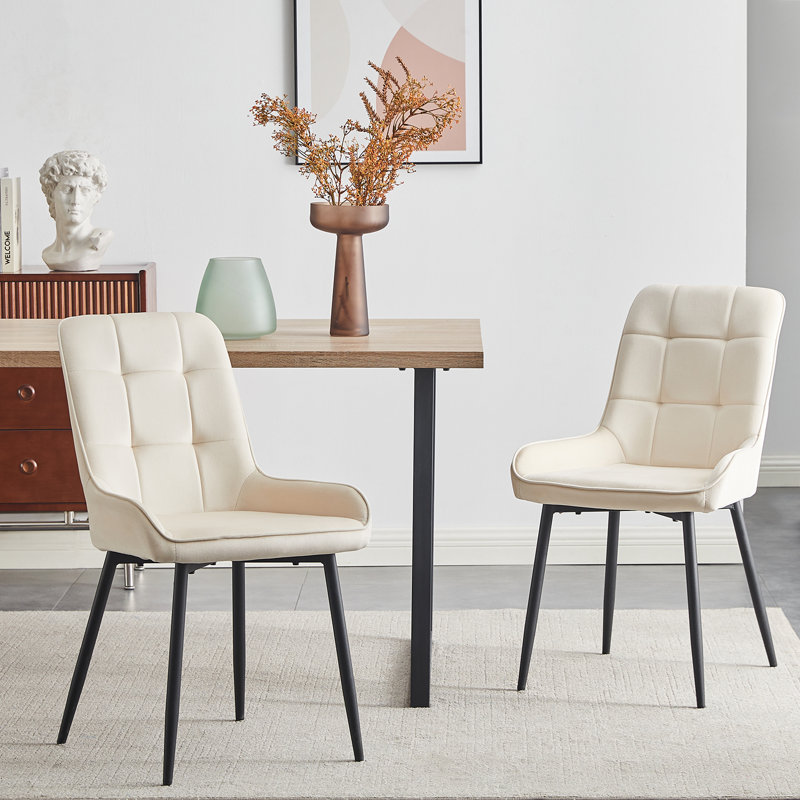 Edelgard 47cm H Velvet Upholstered Metal Upholstered Back Side Chair, Beige