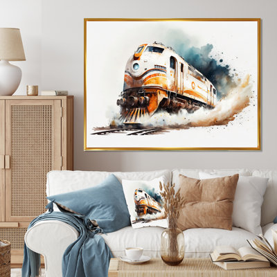 Train sur les rails - train de transport, reproduction d'art sur toile