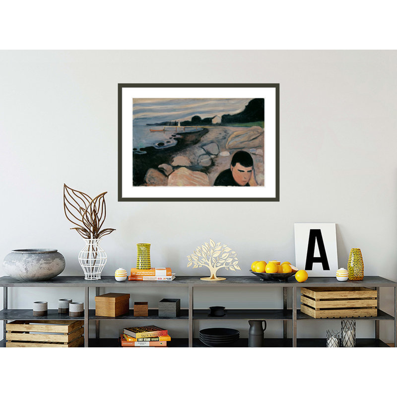 Melancholy by Edvard Munch -Framed Giclee Print, 30.3" H x 41.5" W