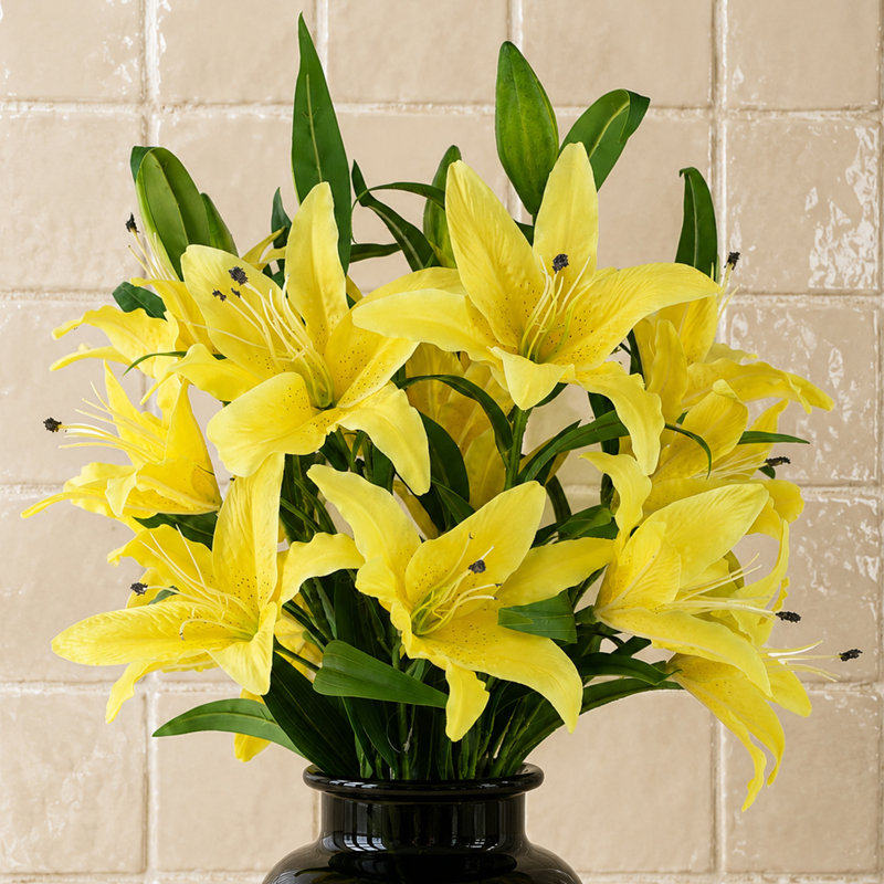 Plastic, Silk Artificial Arrangement, Yellow