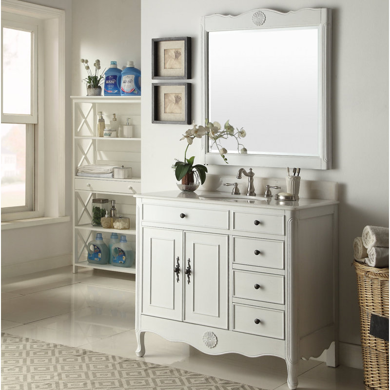 Ensemble de meuble-lavabo simple 38 po Medina, Blanc vieilli