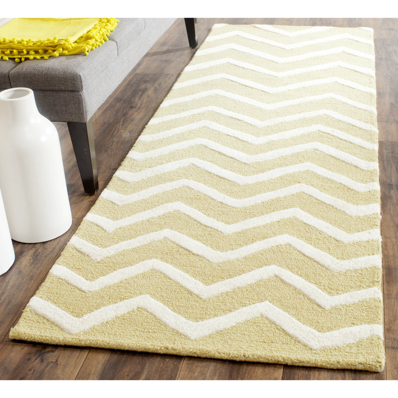 Sanyla Hand Tufted Wool Chevron Rug, Runner 2'6" x 8'