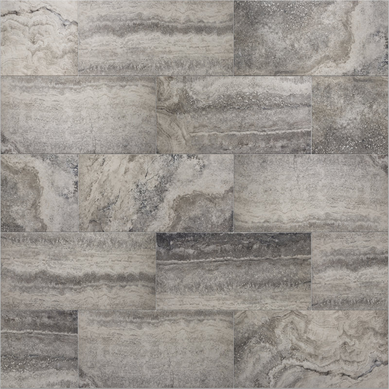 Tufo 12in.x24in. Porcelain Wall and Floor Tile, Gray Matte