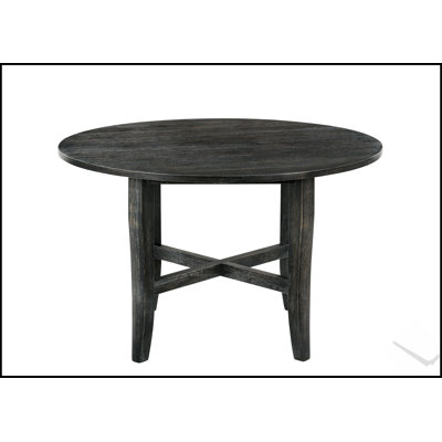 Table de salle à manger Kendric au fini gris rustique avec plateau fixe et support en forme de X, parfaite pour les intérieurs modernes et campagnards.