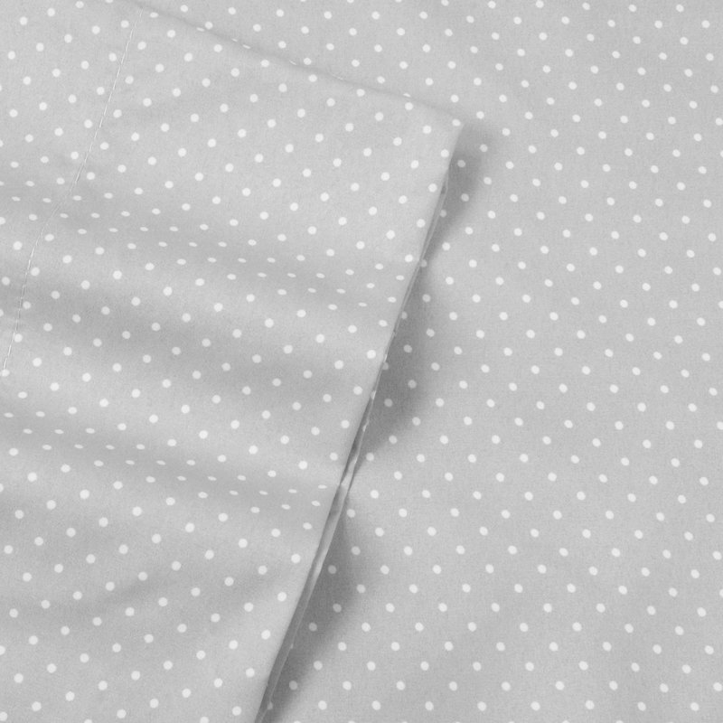 Ensemble de draps en microfibre à pois, Petits pois gris, Ensemble de draps pour très grand lit californien