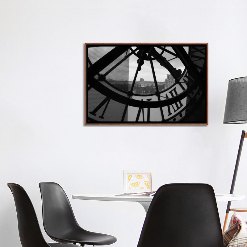 « tour d’horloge à paris »-impression, H 24 po x l 32 po x P 1 po, Papier encadré de bois naturel