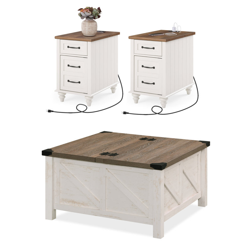 Ensemble de tables basses 3 pièces Farmhouse