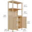 Armoire de rangement en bambou massif avec portes et tablettes ouvertes-533256825