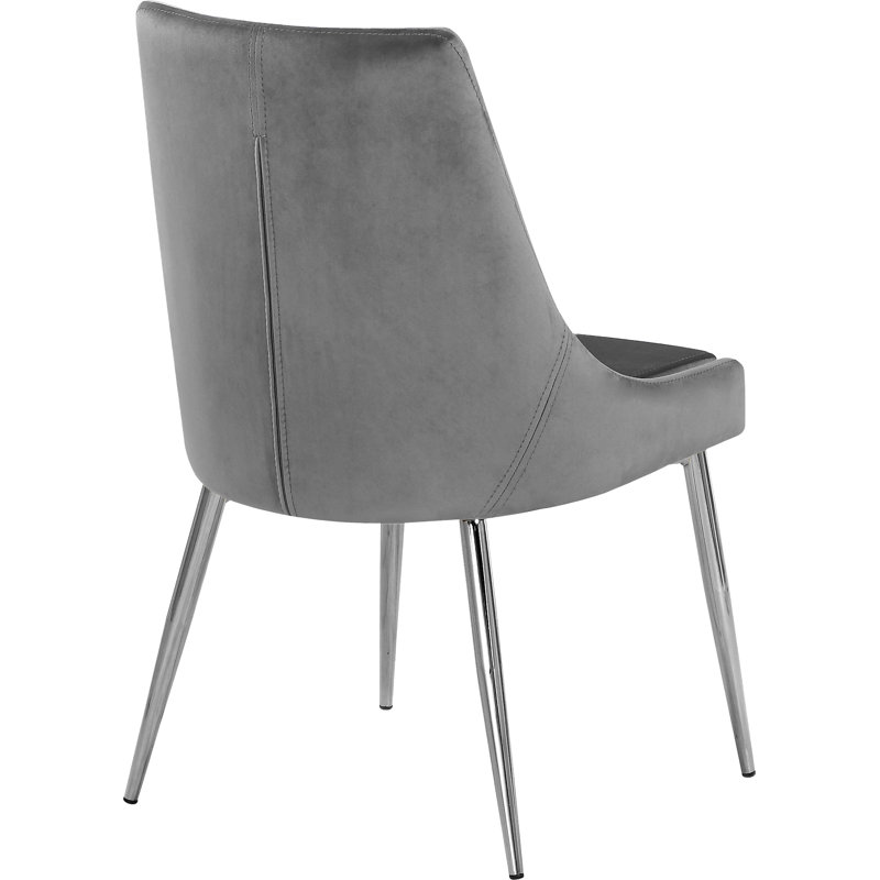 Chaise rembourrée en velours Karina, Velours gris, Chrome