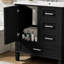 Ensemble de meuble-lavabo moderne avec meuble-lavabo, meuble de rangement pour salle de bain avec porte à fermeture douce et 3 tiroirs, structure en bois massif
