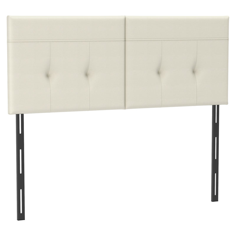 Upholstered King Size Headboard,Sturdy Metal Legs,Tufted Upholstery Design, Ivory