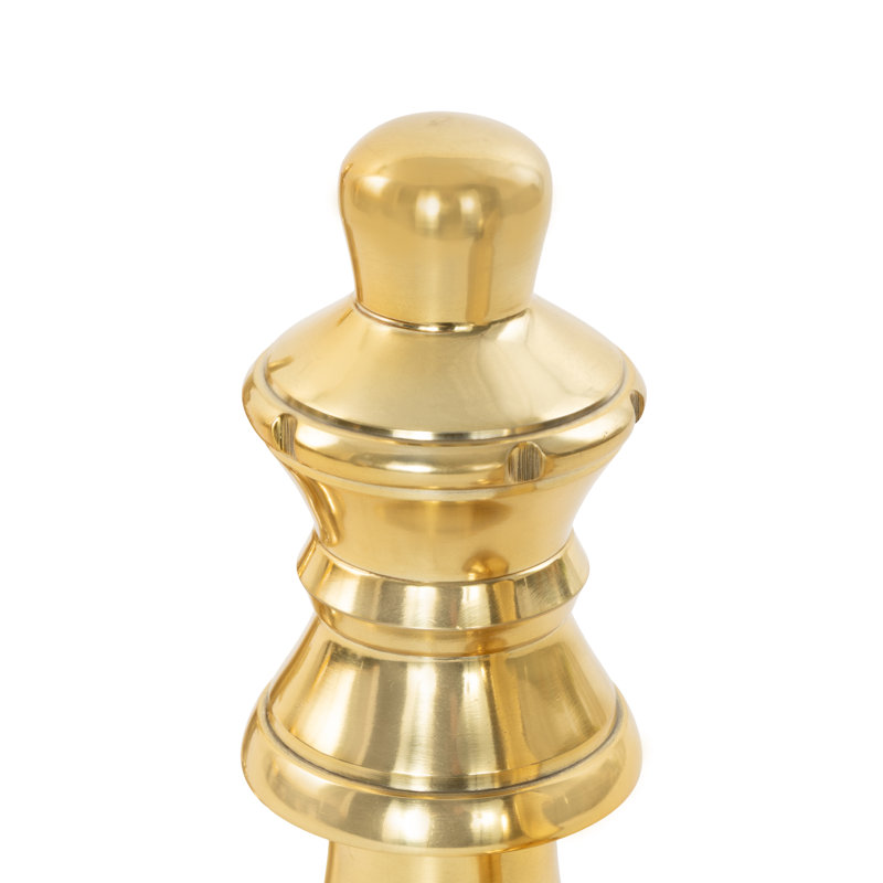 Aluminum Metal Chess Decorative Sculpture with Knight, Queen and King Set, Gold