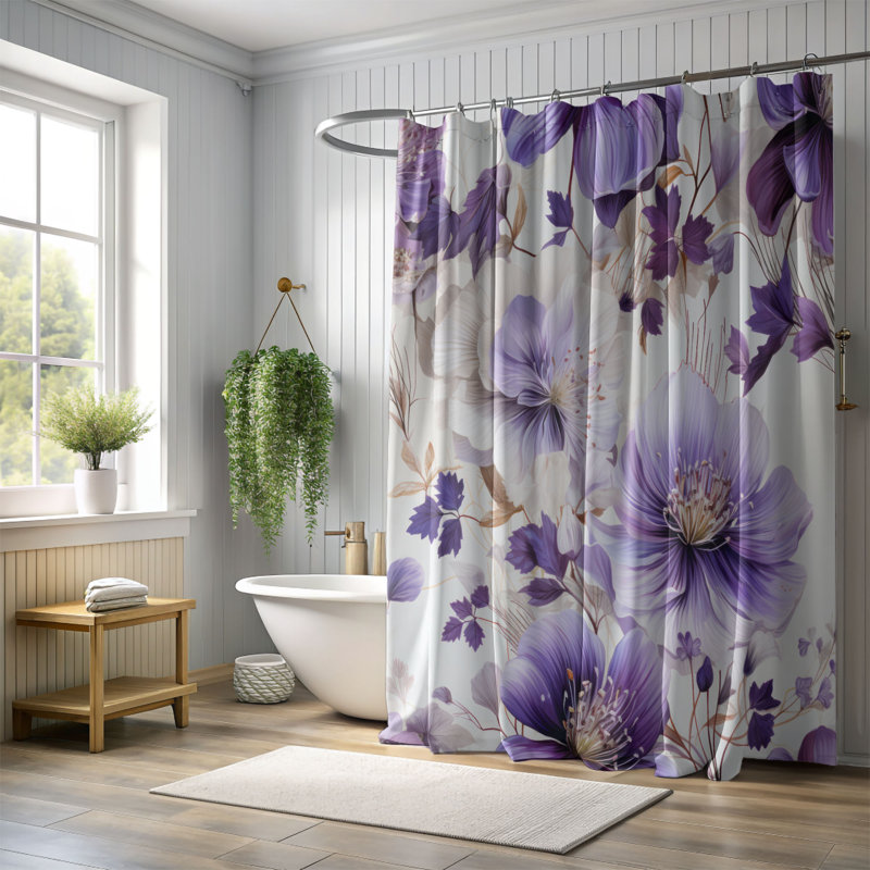 Violet Grace - Premium Shower Curtain, 74"H x 71"W