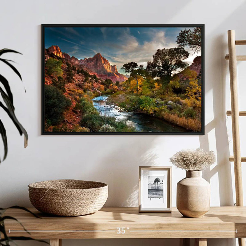 Paysage de Sion, 25 po x 17 po, Cadre flottant noir