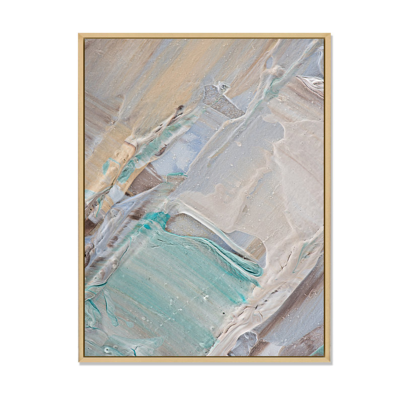 Artistic Beige Light Blue Strokes - Art sur toile moderne et contemporain, H 20 po x l 12 po x P 1 po