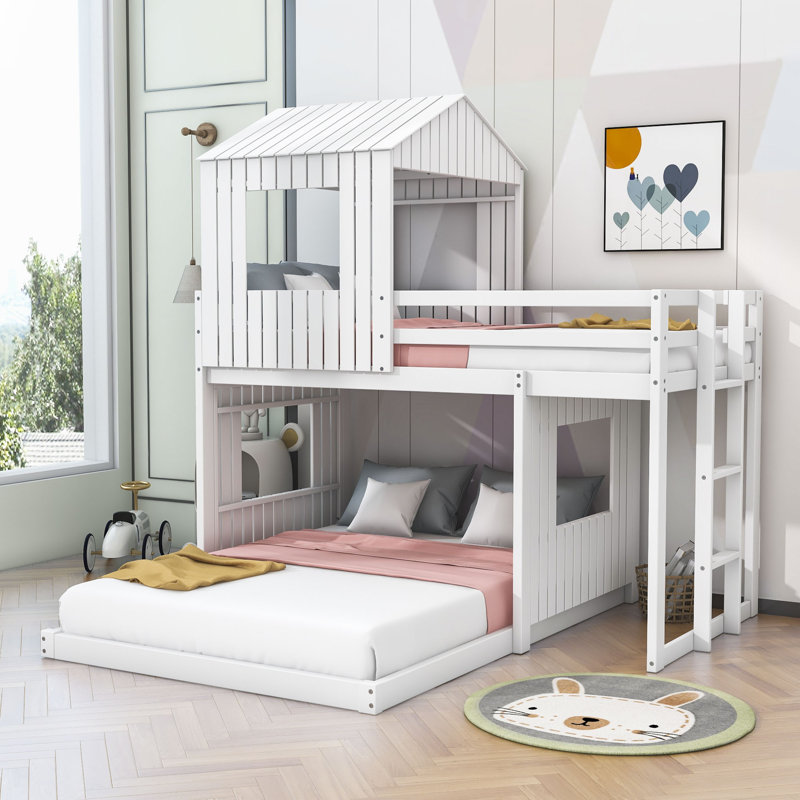 Gallia Kids Twin Over Full Bunk Bed, White