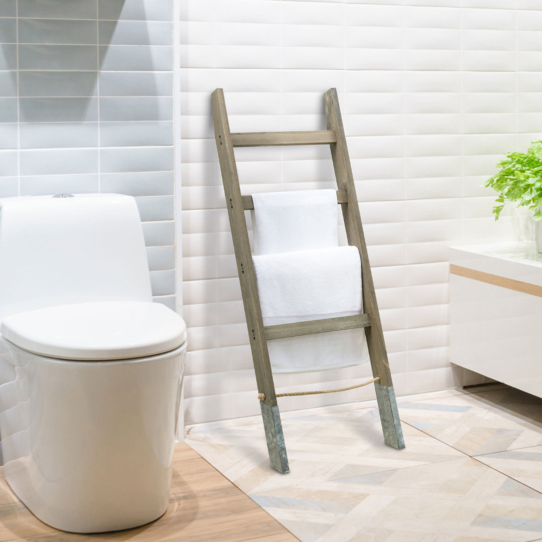 Vintage Leaning Solid Wood Blanket Ladder Gracie Oaks