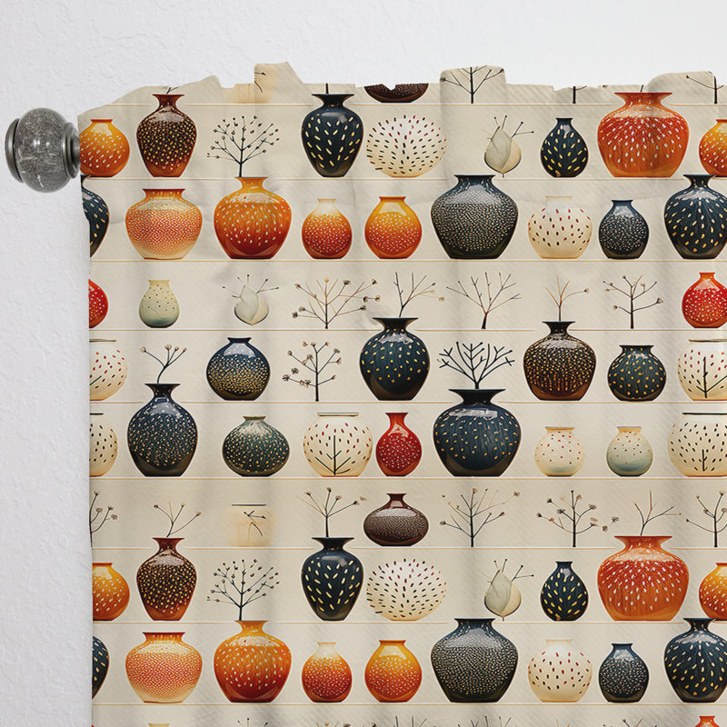 Motifs de poterie Boho - Rideau abstrait Boho - Rideau abstrait obscurcissant - 1 panneau, L 52 po x L 63 po