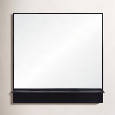 Streeter Metal Flat Wall Mirror with Shelves