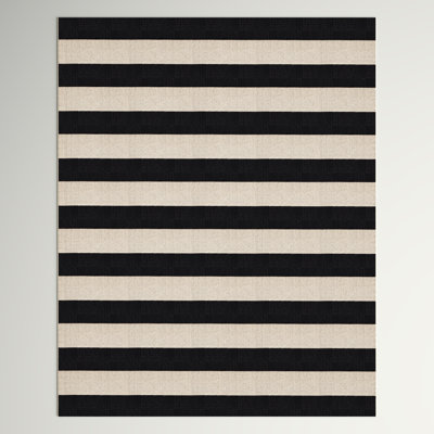 Tapis rayé beige / noir intérieur / extérieur Mestas