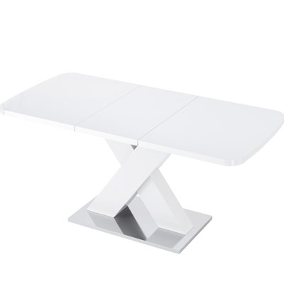 Table de salle à manger carrée blanche moderne, fonction extensible et combinaison en acier, assemblage facile, capacité de 220 lb