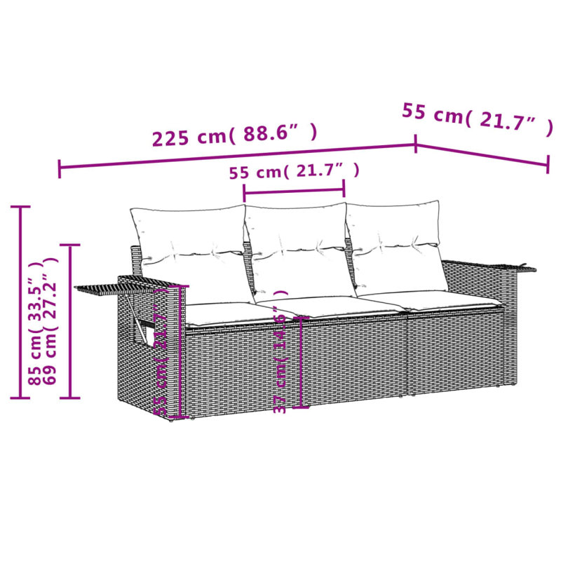 Ensemble de canapé de jardin modulaire en rotin PE Vidaxl