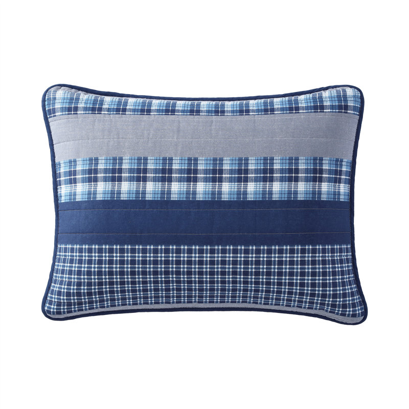 Navy Blue Chambray Solid Reversible Cotton Twin Quilt Set