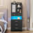 49.3" Tall Nightstand with Charging Station and LED Lights,Bedside Table with Drawers & Storage Shelves,Glass Door,LED Nightstand With Storage-1697353562