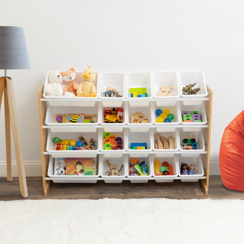 Rangement pour jouets Eveleth, Naturel / Blanc