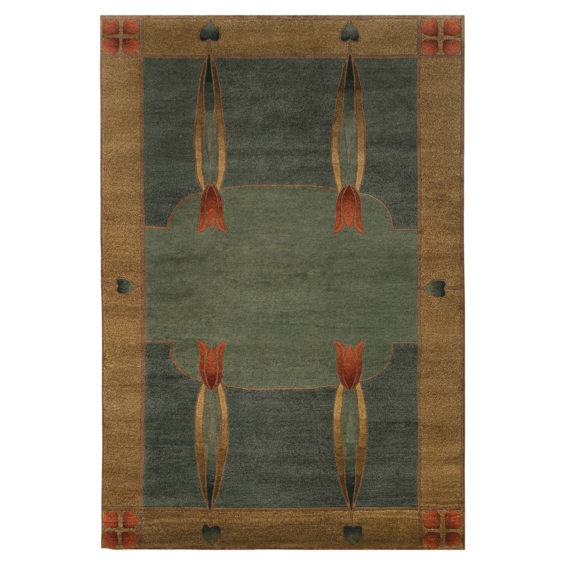 Tapis en laine noué à la main Monterey Mist, Rectangle 5 pi x 7 pi 6 po