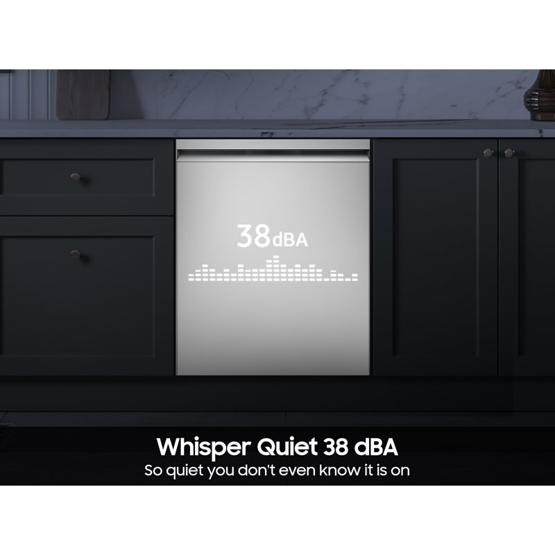 Samsung 38 dBA Bespoke Smart Dishwasher with 3rd Rack Washing System, White Glass