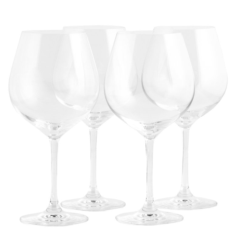 Grand Epicurean Lead-Free Crystal Burgundy Wine Glasses Set of 4