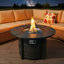 Foyer de table rond 42 po au propane, foyer d'extérieur au gaz à allumage automatique 50 000 BTU avec couvercle amovible et couvercle imperméable, décoration en verre