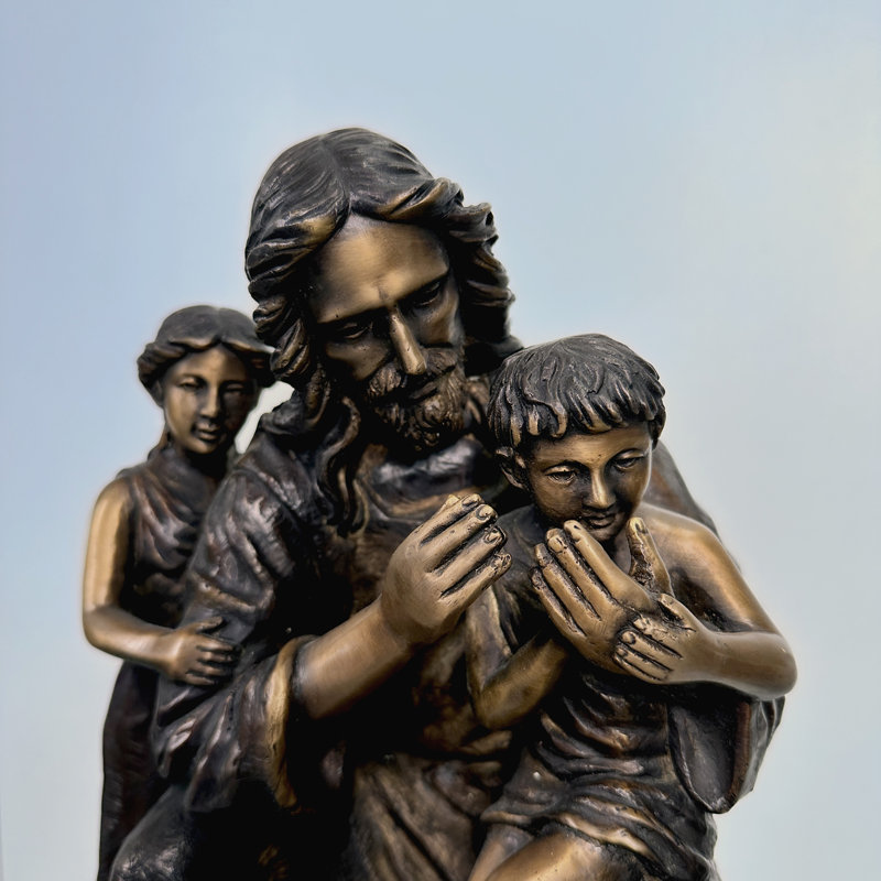 Bronze Jesus with Children Sculpture