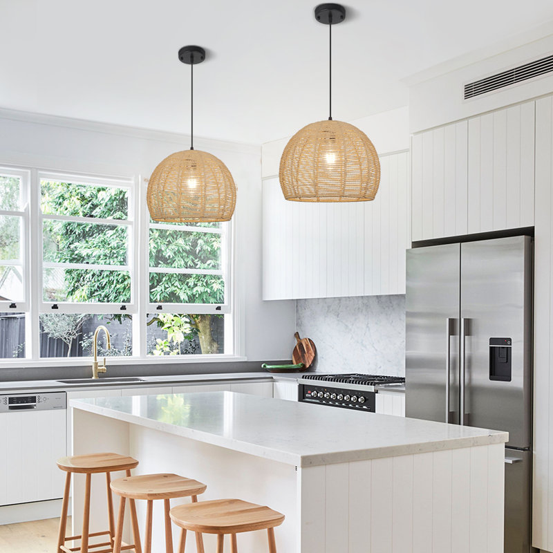 Suwannee Dimmable 1 - Light Unique/Statement Pendant, Matte Black / Natural