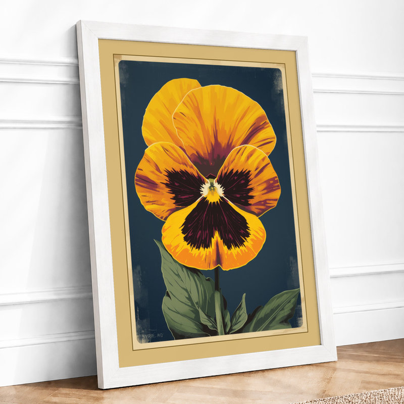 Single Pansy In Gold Botanical - Print, A4 - 29.7 x 21.0 cm, White