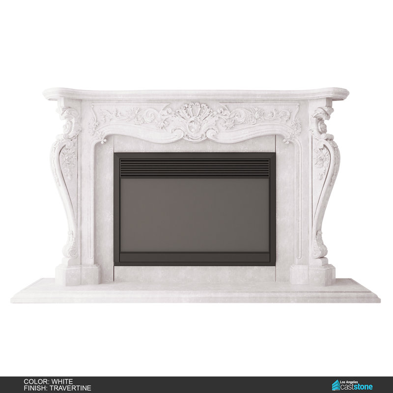 Concrete Fireplace Surround, Travertine-White