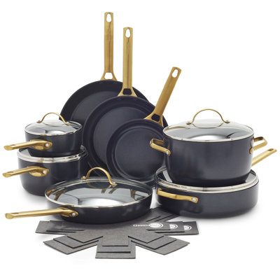 Reserve Black Healthy Ceramic Nonstick 16-piece Cookware Set