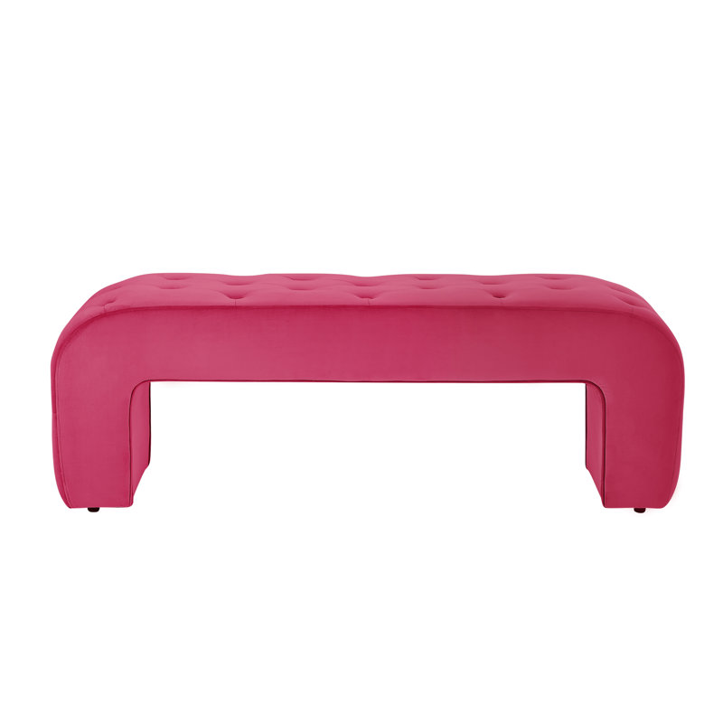 Banc rembourré de 52 po en velours, Fuchsia