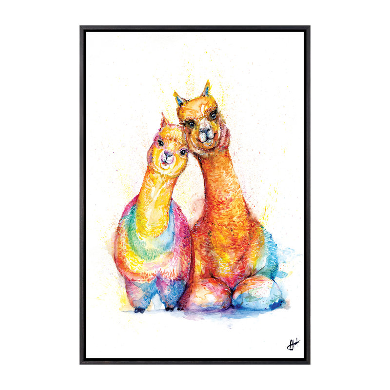 Décoration murale Packa 'Alpaca Kids, H 26 po x l 18 po x 1,5 po, Toile avec cadre noir patiné