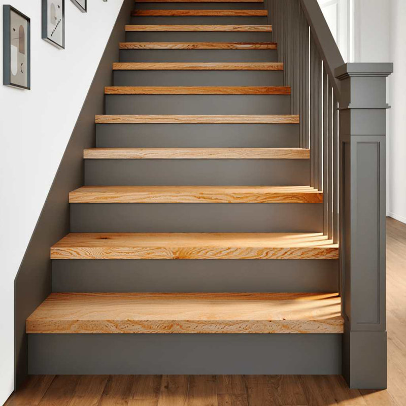  Ensemble de 4 marches d'escalier en bois de chêne massif brun clair 35,4 x 11,8 x 0,8 po, Marron clair, 4 pièces incluses