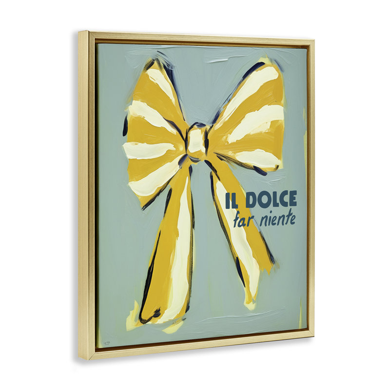 Cadre flottant relaxant avec phrase italienne, design par Lux + Me Designs, H 21 po x l 17 po, Cadre flottant métallique doré
