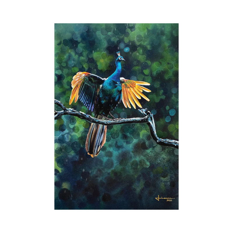 Peacock Take Off by Liam Kumawat - Wrapped Canvas Gallery-Wrapped Canvas Giclée, 66.04 cm H x 45.72 cm W x 1.91 cm D